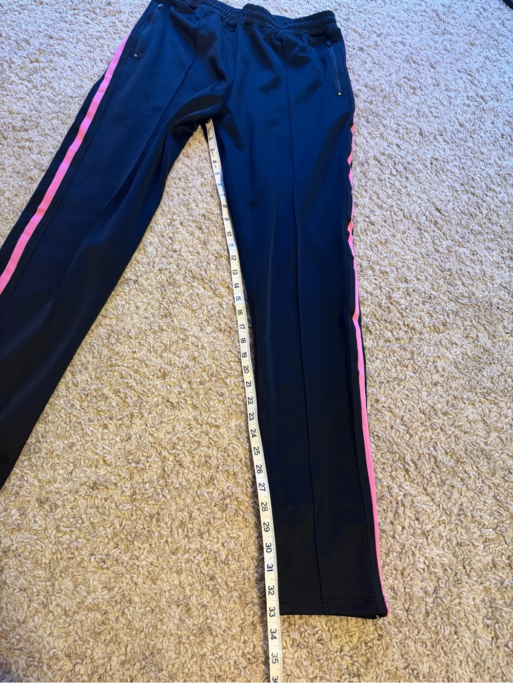 NWT American Tall Black Track Pants with Pink Side Stripes - Picture 6 of 13